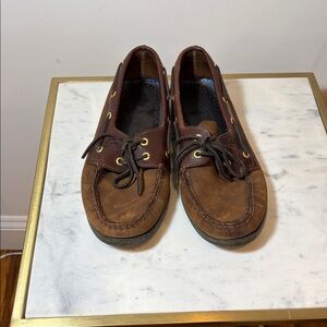 Men's Sperry Top Siders - Size 10- Brown Suede Boat Deck Moc Toe Casual